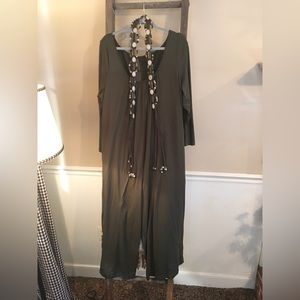 Size 1X Long Sleeve Forest Green Romper